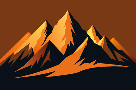 Stylized peaks glow with the warmth of sunset.のイラスト素材