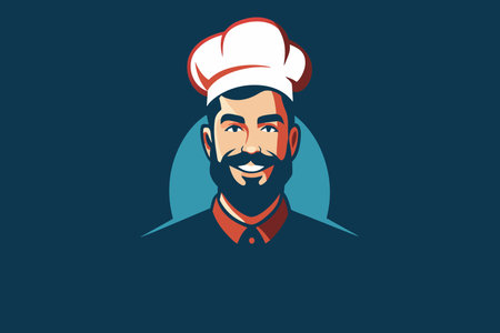 A cheerful chef illustrated in a stylized portrait.のイラスト素材