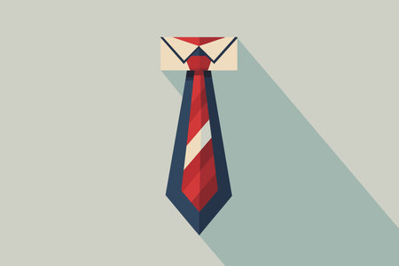 Striped tie casting a shadow on a plain background.のイラスト素材