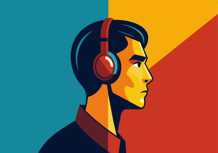 A man wearing headphones with a red headband