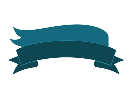 A blue ribbon with a white background. The ribbon is long and narrowのイラスト素材