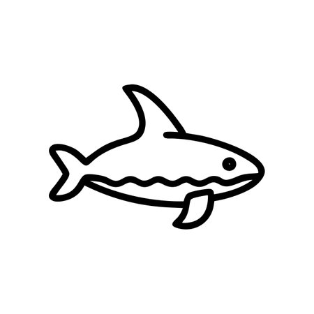 A black and white drawing of a shark. The shark is swimming in the water with its mouth openのイラスト素材