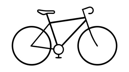 A bicycle is drawn in black and white. The bicycle is a simple design with no details. Scene is minimalistic and cleanのイラスト素材