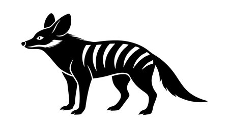 A black and white striped animal with a long tailのイラスト素材