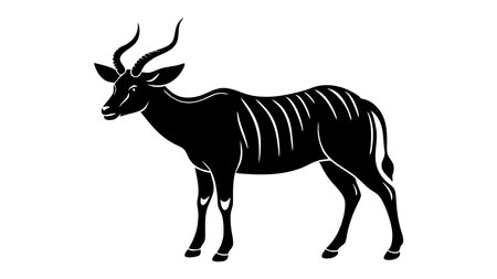 A black and white drawing of a wild animal with hornsのイラスト素材