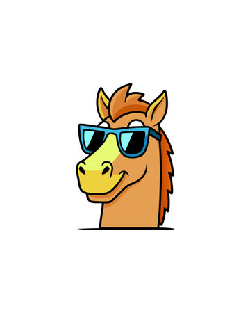 A cartoon horse wearing sunglasses. The horse is smiling and he is enjoying the sunのイラスト素材