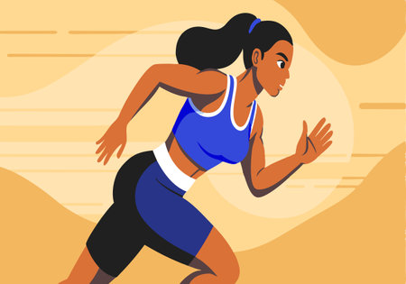 A woman running with her arms outstretchedのイラスト素材