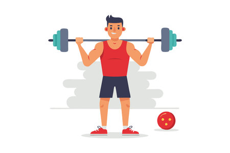 Illustration of a man lifting weights.のイラスト素材