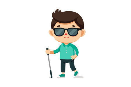Cartoon man in shades with caneのイラスト素材