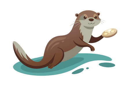 Two otters having fun in waterのイラスト素材
