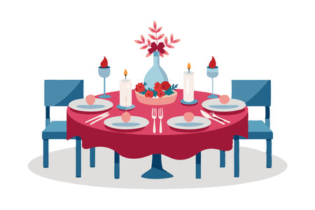 Festive dinner table with decorationsのイラスト素材