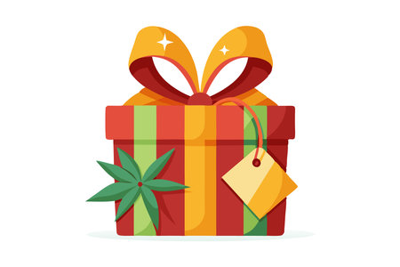 Christmas gift with yellow bowのイラスト素材