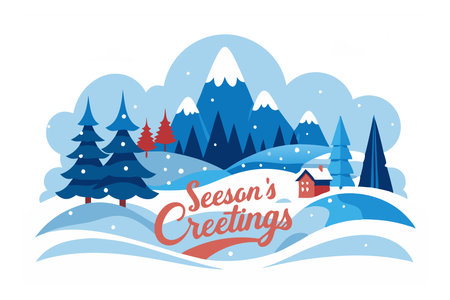 Winter scene with Season's Greetings bannerのイラスト素材