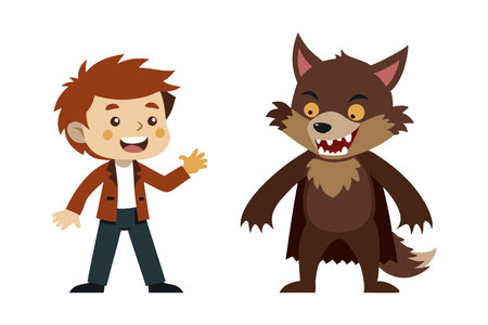 Kids dressed as werewolf and mad scientistのイラスト素材
