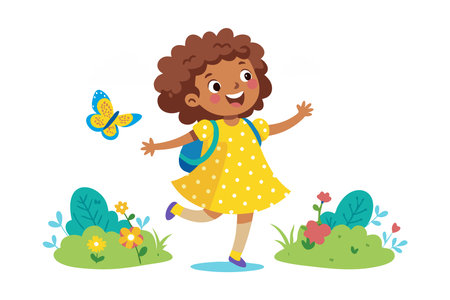 Girl dressed as fairy with butterfliesのイラスト素材