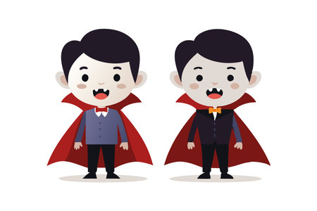 Two boys dressed as vampire for Halloweenのイラスト素材