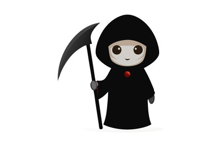 Kid dressed as the Grim Reaper with a scytheのイラスト素材
