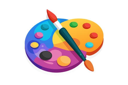 Artist's palette with multiple paint colorsのイラスト素材