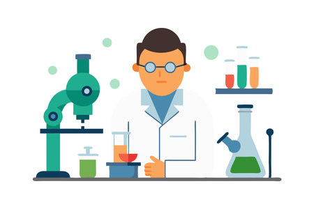 Scientist conducting an experiment in a labのイラスト素材