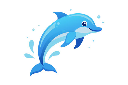 Playful dolphin jumping out of the waterのイラスト素材