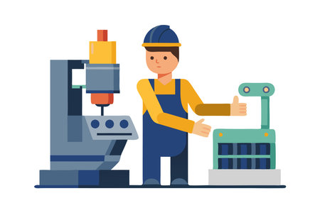 Factory worker operating industrial machinery