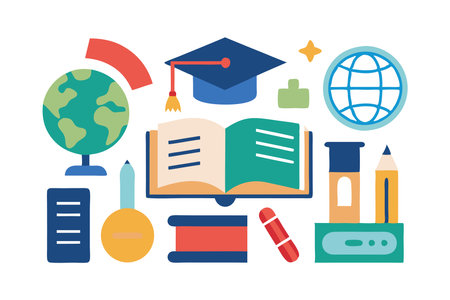 Educational icons and elements for academic learningのイラスト素材
