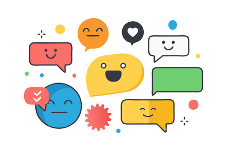 Colorful emoji faces with various expressionsのイラスト素材