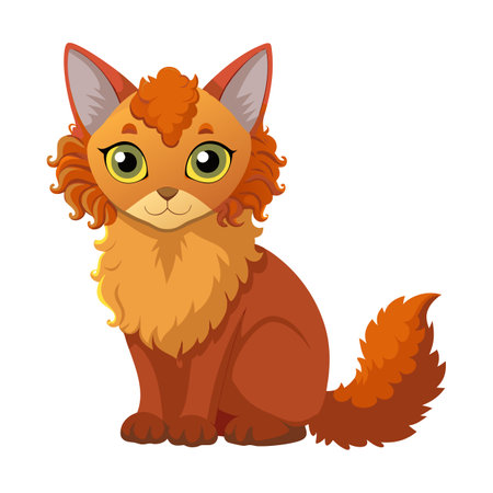 A cartoon cat with orange fur and a pink nose is sitting on a white background. The cat has a cute and playful expression on its faceのイラスト素材