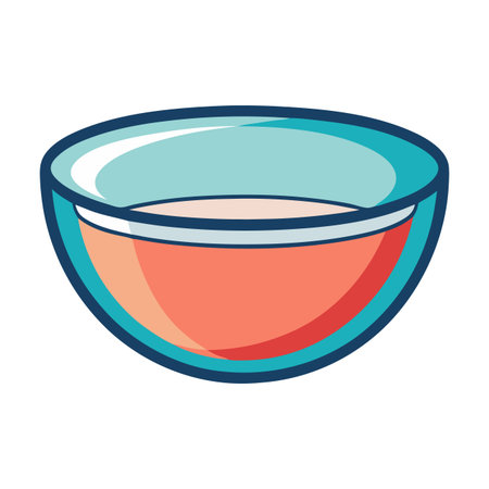 A bowl with a blue rim and a red baseのイラスト素材