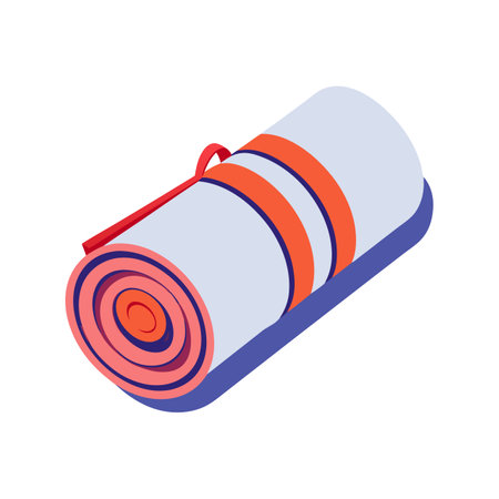 A roll of paper with a red and orange stripe. The paper is rolled up and tied with a red ribbonのイラスト素材
