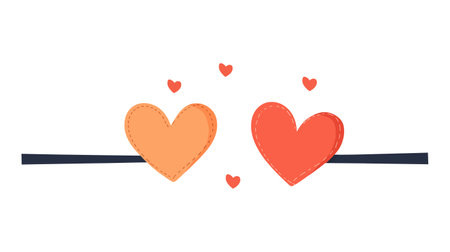 This flat vector illustration features vibrant hearts, perfect for romantic themes and designs.のイラスト素材