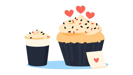 A delightful illustration showcasing cupcakes and coffee, perfect for dessert-themed projects.のイラスト素材