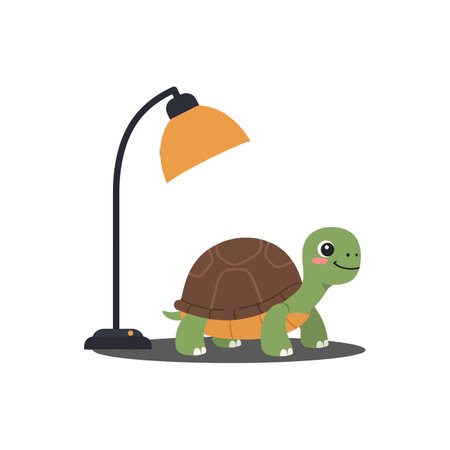 The turtle moves closer to the lamps light.のイラスト素材