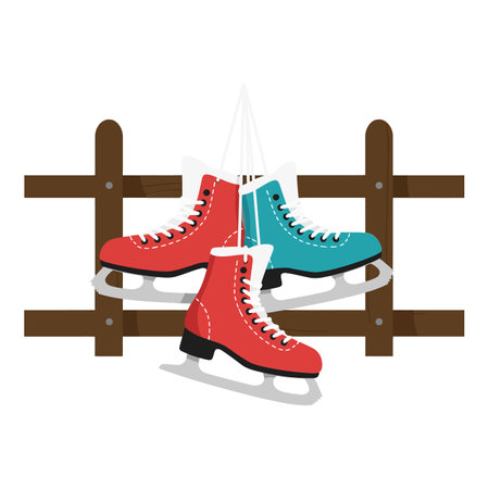 The skates change from red to teal colors.のイラスト素材