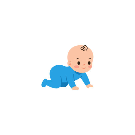 Baby transitions from crawling to standing position.のイラスト素材