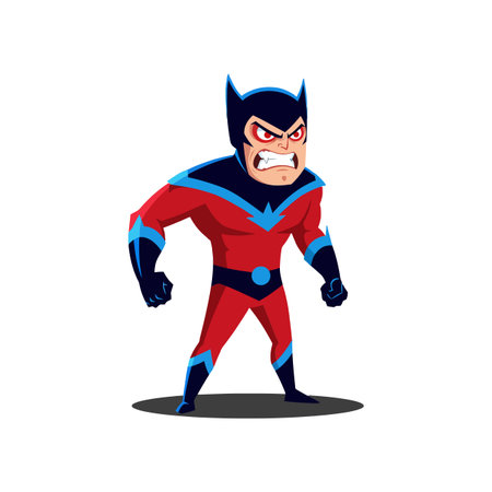 The character shifts from a neutral pose to an aggressive stance, showing dynamic motion and energy.のイラスト素材