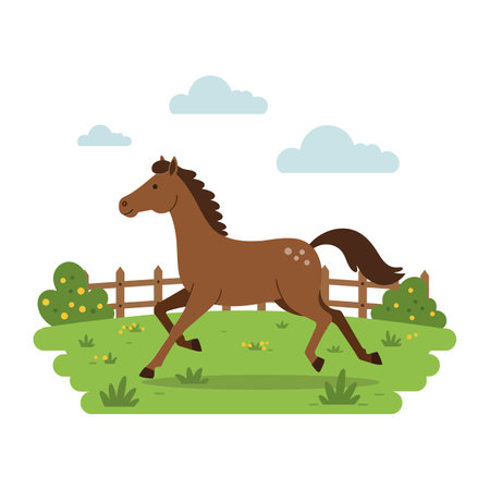 The horse transitions from standing to running position.のイラスト素材