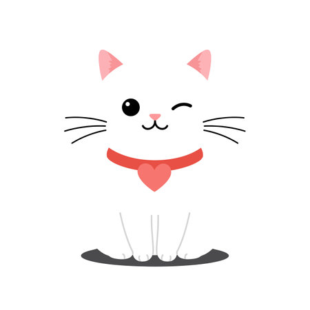 The cat winks playfully, showing a cheerful expression.のイラスト素材