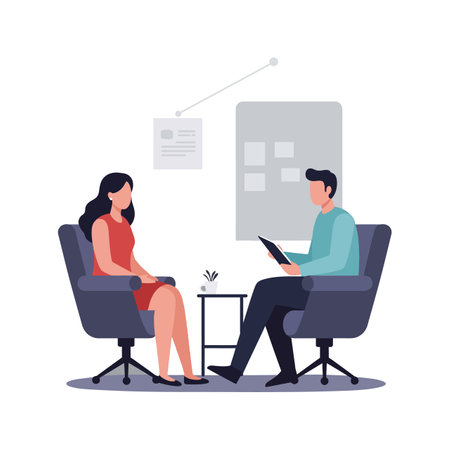 Characters transition from discussion to focused note-taking.のイラスト素材