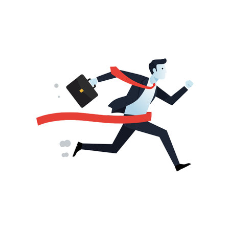 The businessman transitions from stationary to sprinting position.のイラスト素材
