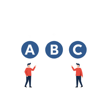 The first man raises his hand while the second points.のイラスト素材