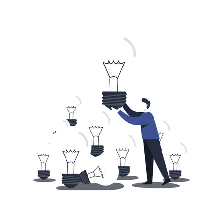 The person organizes light bulbs into a neat arrangementのイラスト素材