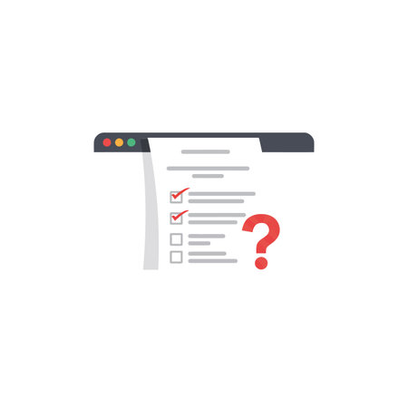 The checklist shows completed tasks and an unanswered question.のイラスト素材