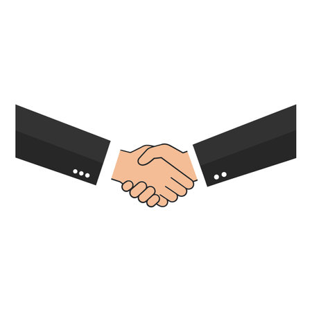 The handshake signifies a successful business agreement transition.のイラスト素材