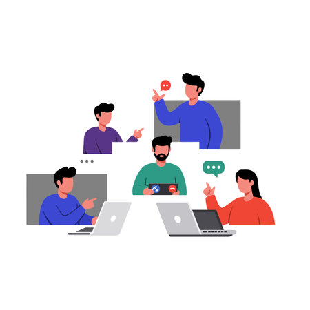 Transition from multiple discussions to focused interactions in framesのイラスト素材