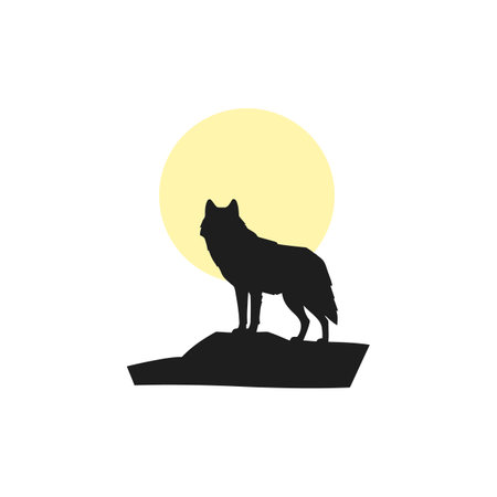 The wolf remains still while the sun rises higher.のイラスト素材