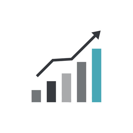 The graph shows growth in performance and progress.のイラスト素材