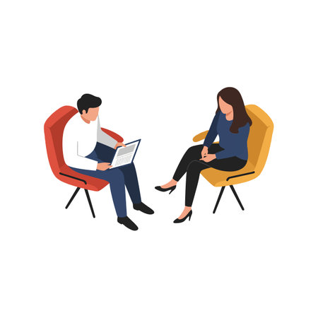 Change in posture and engagement between the two individuals.のイラスト素材