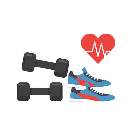 Transition from weights to heart symbol with shoesのイラスト素材
