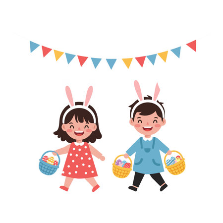 Children transition from standing still to cheerful movement.のイラスト素材
